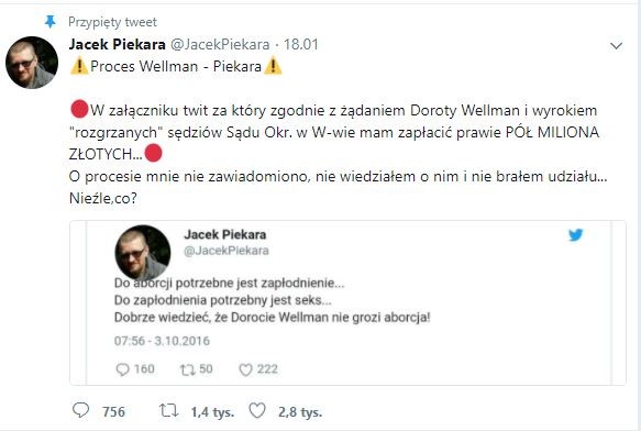 Wpis Jacka Piekary Na Tweeterze